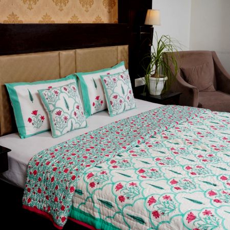 Aqua Blossom Reversible Quilt